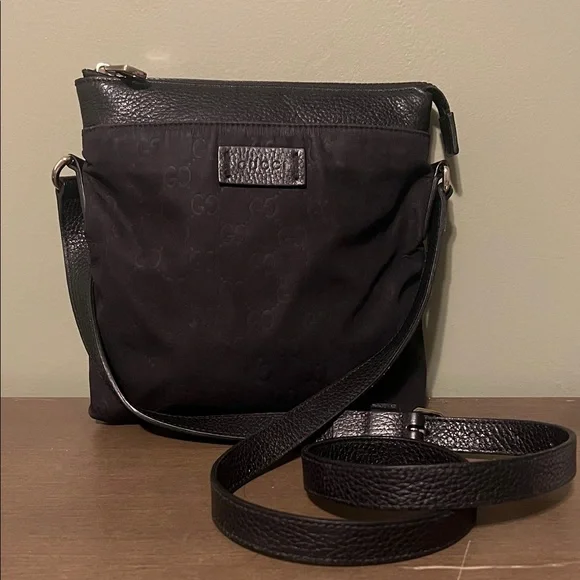 Gucci Black Nylon and Leather Crossbody Bag - Picture 1 of 16